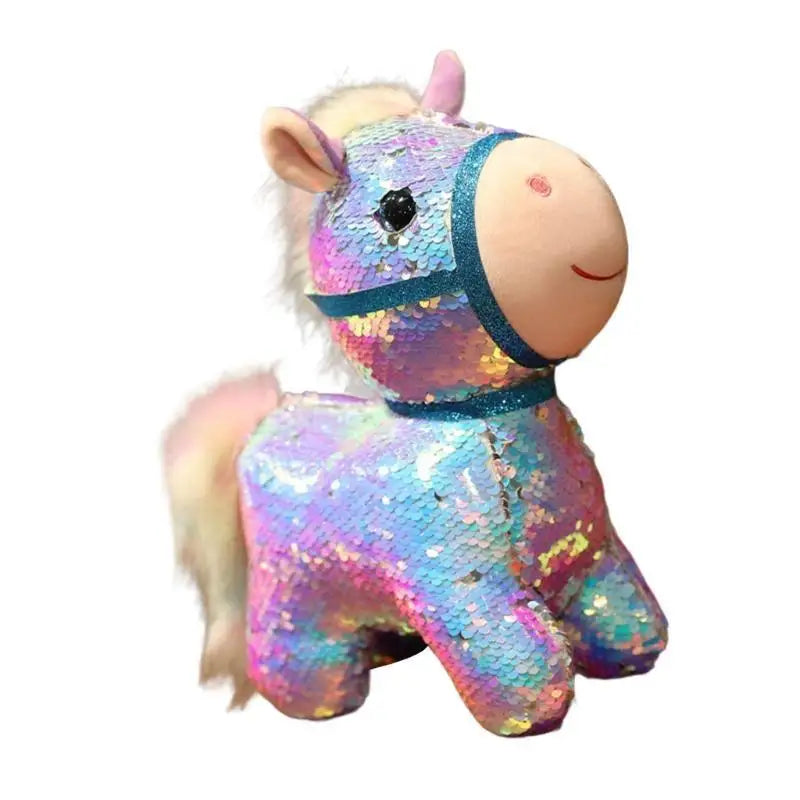 Sequined Plush Bear & Horse Stuffed Animal Desk Toy for Kids