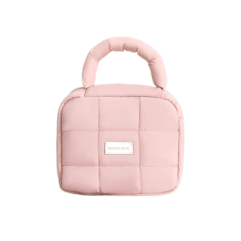 Large Puff Cosmetic Bag – Candy-Color Cotton-Filled Organizer