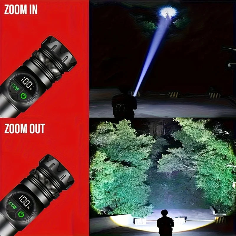 Mikenoon LED Tactical Flashlight | USB Rechargeable, COB Side Light