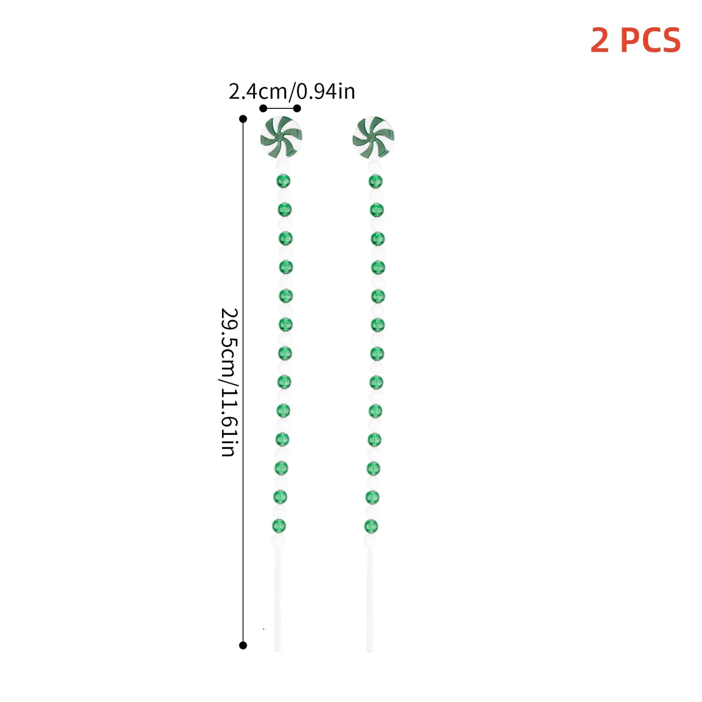 Christmas Candy Cane Curly Picks – Red & White Xmas Ornaments