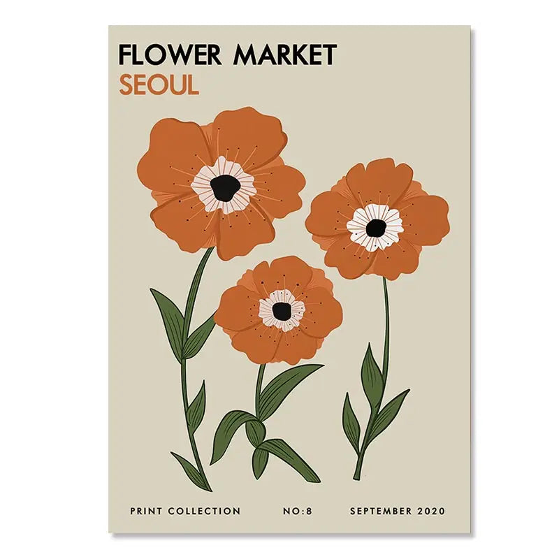 Art Matisse Mark Rothko Posters and Prints Flower Market Canvas Painting Mural Decoration Abstract Yayoi Kusama Orange Wall Peaceful Pleasures Health and Wellness T80633-08 40x50cm Unframed