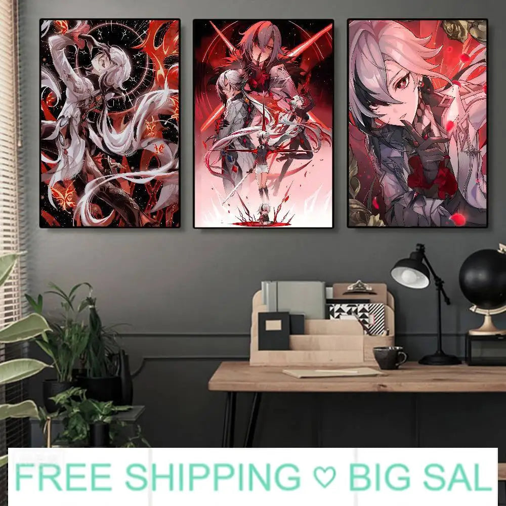 Genshin Impact Arlecchino Canvas Wall Art Poster | Anime Decor