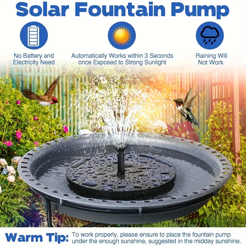 2.5W Solar Fountain Pump – 6 Nozzles, Bird Bath & Pond