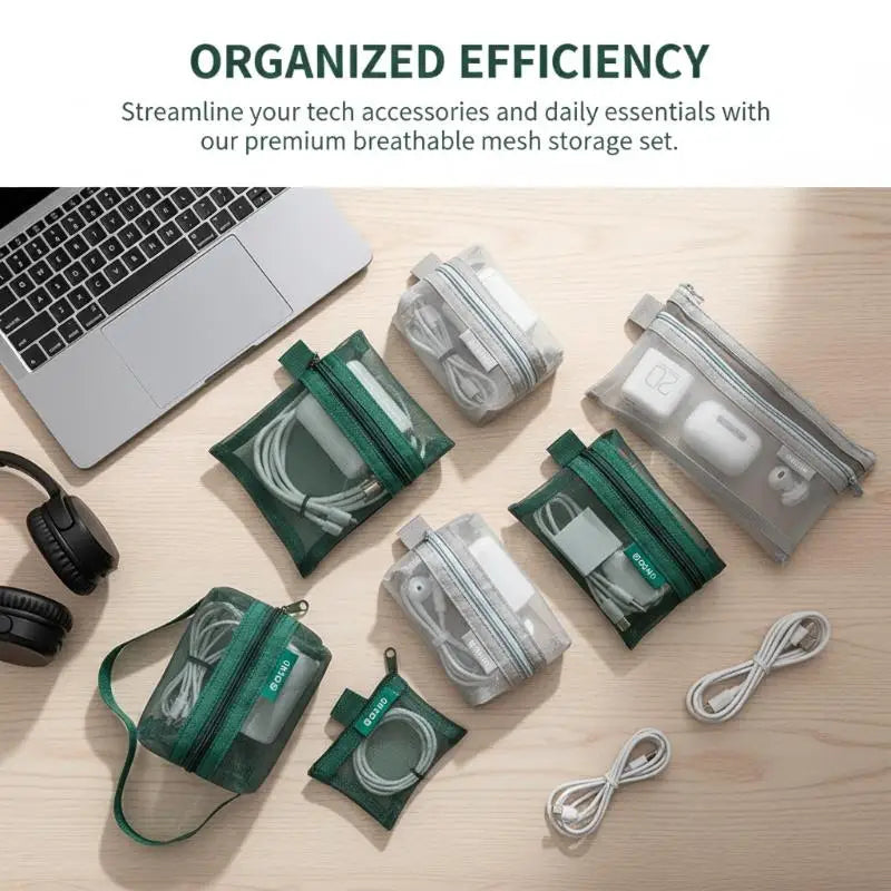 6-Piece Transparent Mesh Travel Organizer Pouches | Storage Set