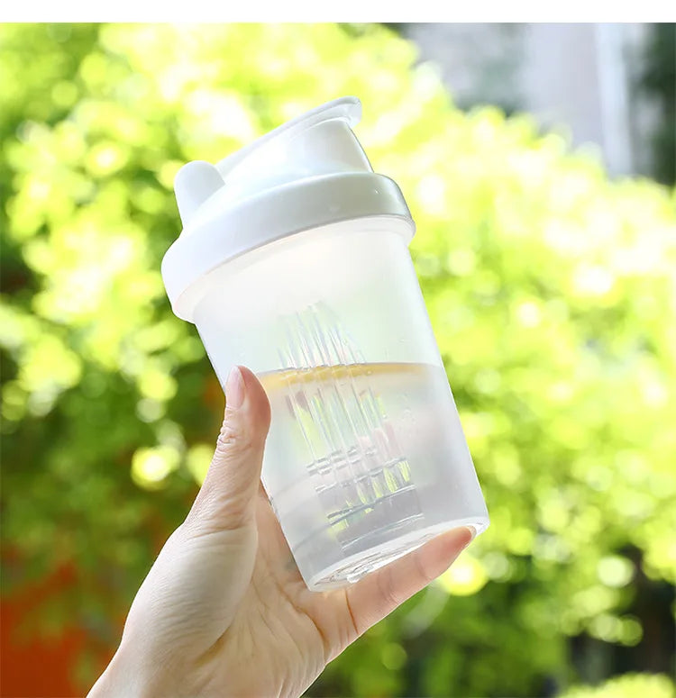 Shaker Bottle with Shaker Balls Leak Proof Drink Shaker Bottle for Shake and Pre Work Out Best Shaker Cup Peaceful Pleasures Health and Wellness White 400ml