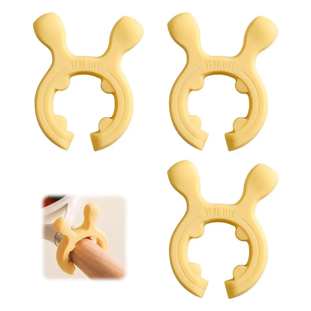 3pcs Silicone Spoon Rest Heat Resistant Anti-Spill Kitchen Utensil Holder Pot Lid Rack for Stove Top Home Cooking Tool Peaceful Pleasures Health and Wellness Yellow