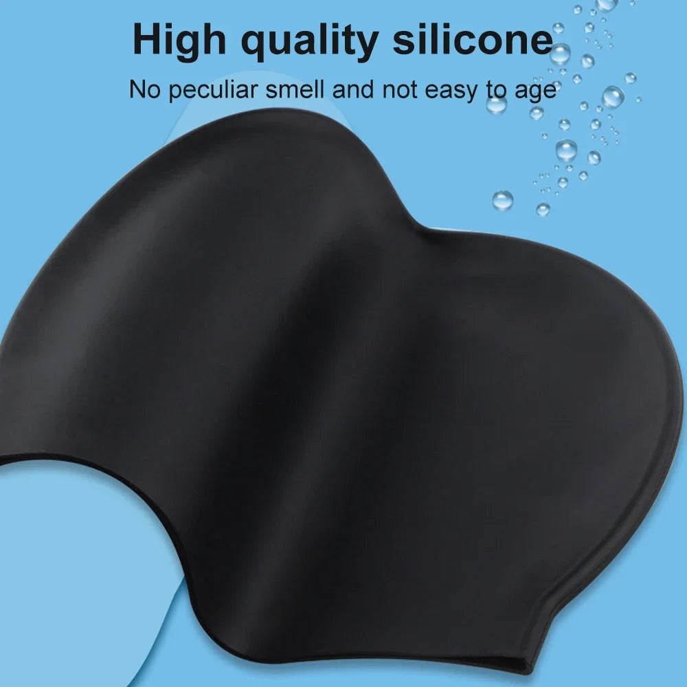 Silicone Swimming Cap for Long Hair Braid Waterproof Women Men Ladies High Elasticity Ears Protection Large Silicone Diving Cap Peaceful Pleasures Health and Wellness