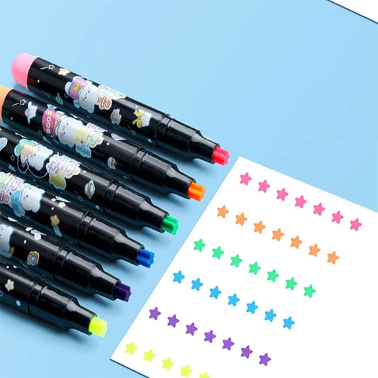 Cute Star Stamp Highlighter Art Marker DIY Hand Account Pen Office Peaceful Pleasures Health and Wellness