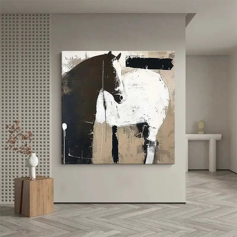 Morden Abstract Animal Horse Wall Picture For Home Decor Hand Painted Oil Painting On Canvas Hanging Poster For Living Room Peaceful Pleasures Health and Wellness