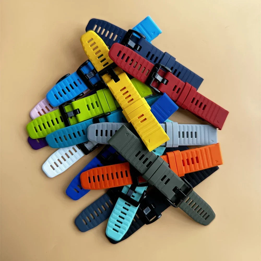 QuickFit 22mm 26mm Silicone Band for Garmin Fenix 7X 6X Forerunner