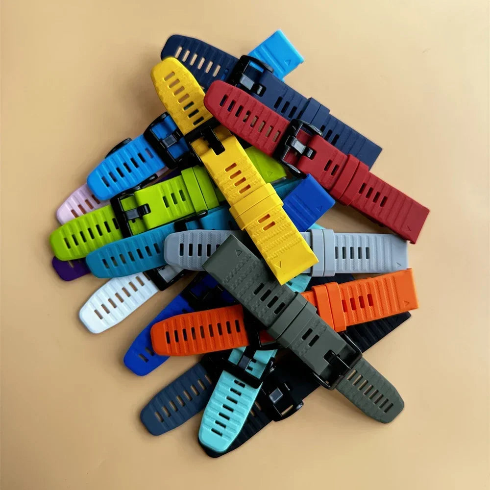 QuickFit Silicone Watch Band for Garmin Fenix 7 6 – 22mm & 26mm