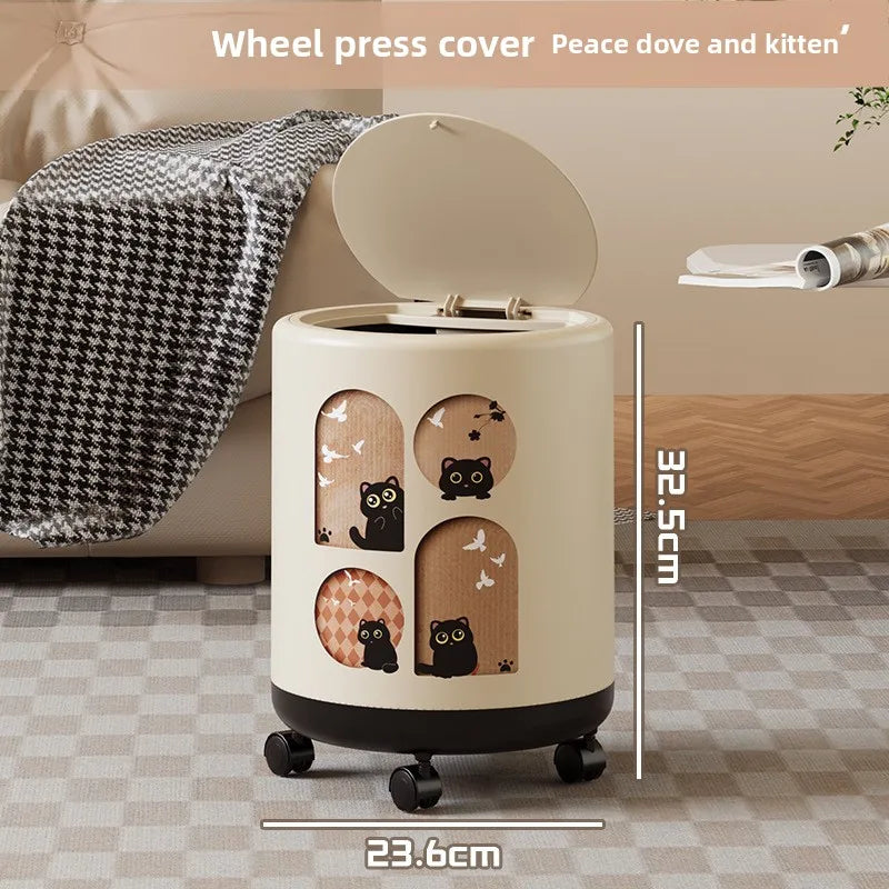 Oversized Lidded Trash Can with Wheels | Stylish Home Waste Bin