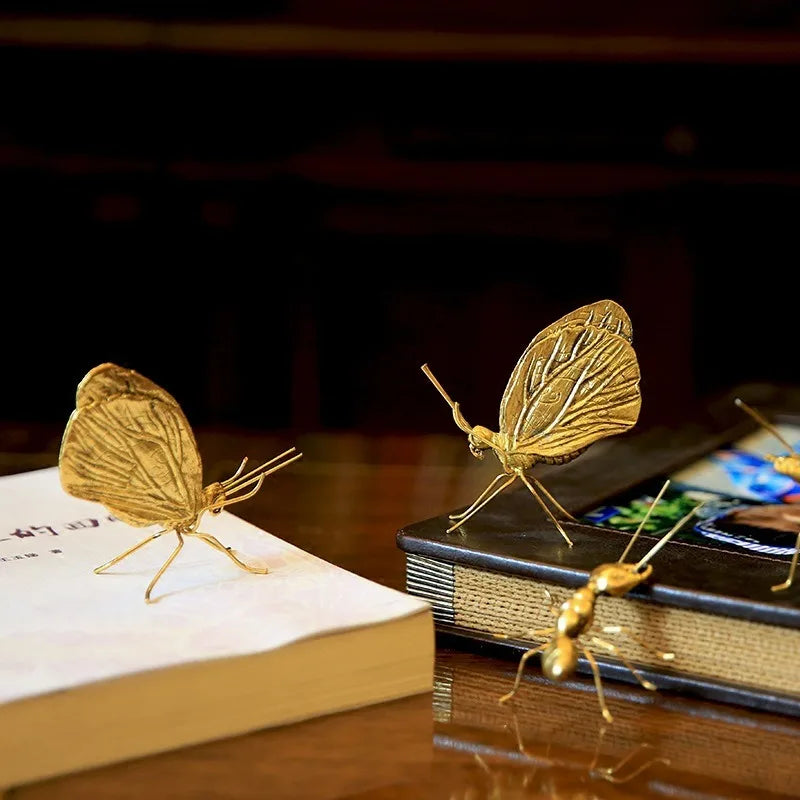 Small Metal Handicraft Copper Gold Ant Butterfly Ornament for Art Decor Home Decorative Gift Home Accessories декор для дома Peaceful Pleasures Health and Wellness