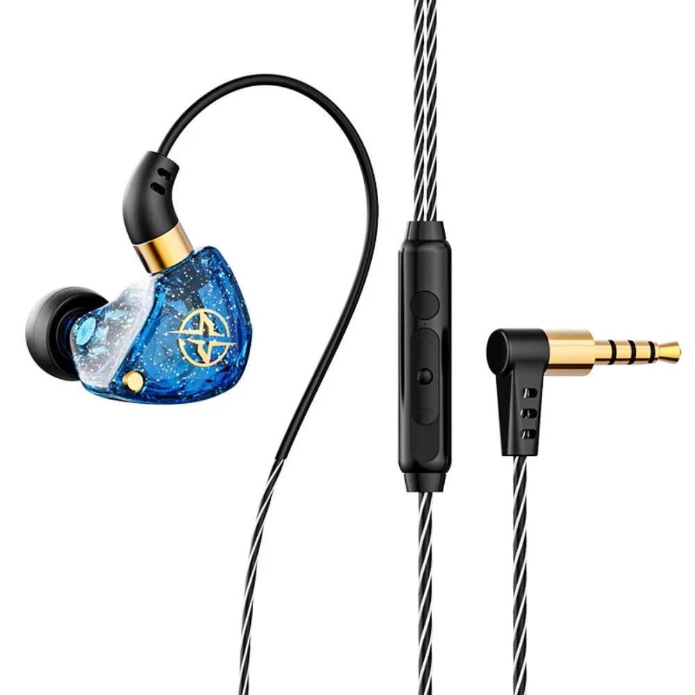 3.5mm Wired Earphone in-Ear with Mic Wired Headset Elbow Deep Bass Earpiece Headset Mobile Phone/Tablet/Computer Peaceful Pleasures Health and Wellness Blue