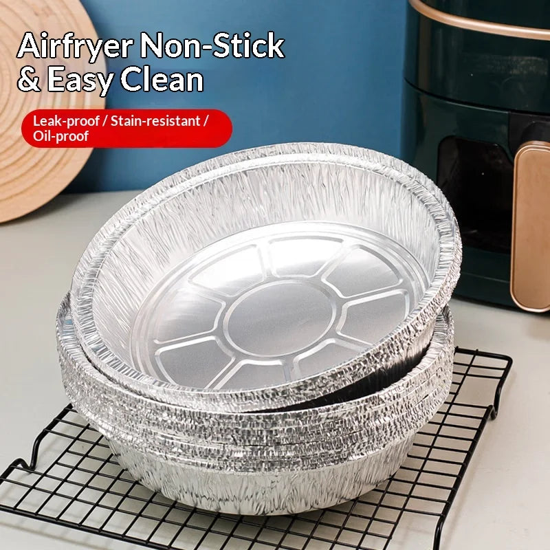 Hot 10Pcs Air Fryer Disposable Paper Microwave Tin Steamer Mats Aluminum Foil BBQ Food Tray Container Non-stick Baking Tools Peaceful Pleasures Health and Wellness