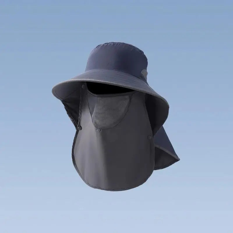 Full Face Neck Integrated Sun Hats Quick Dry Wide Brim Outdoor Fishing Bucket Caps Breathable Mountaineering Visors Peaceful Pleasures Health and Wellness hat dark Blue