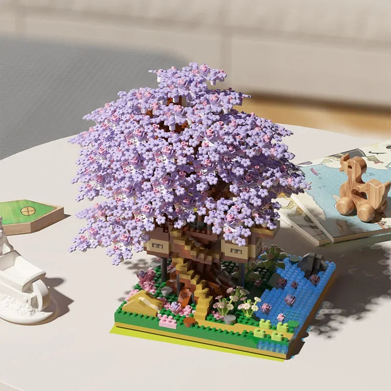 DIY Sakura Tree Building Blocks Cherry Blossom Bricks Light Treehouse