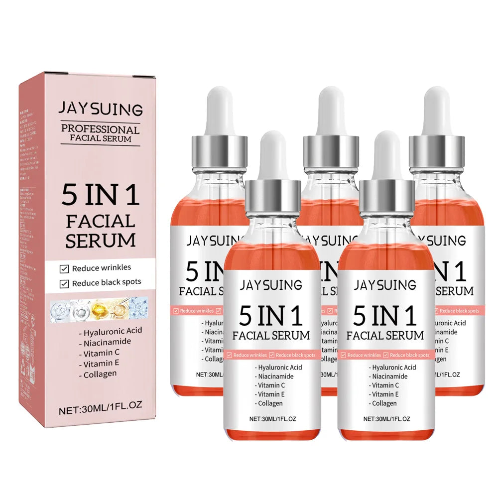 1/2/3/5 Box 5 In 1 Facial Serum Hyaluronic Acid Essence Moisturizing Rejuvenation Vitamin C Niacinamide Brightening Skin Care Peaceful Pleasures Health and Wellness 5pcs