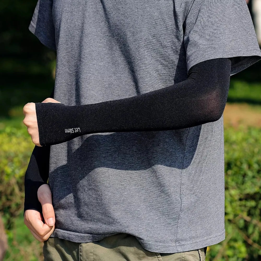 1 Pair Cycling Arm Sleeves Sun UV Protection Long Fingerless Gloves Running Fishing Ridding Golf Game Outdoor Sport Hand Warmers Peaceful Pleasures Health and Wellness