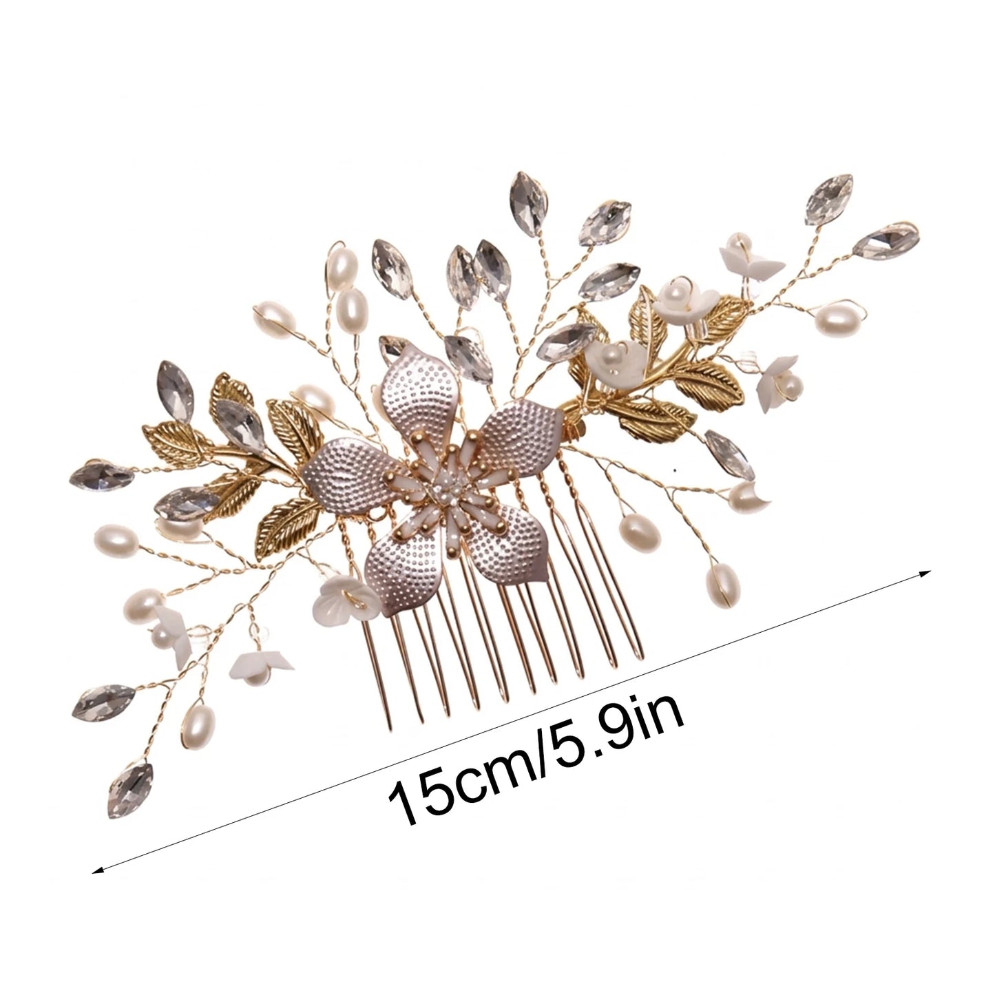 Bridal Flower Pearl Hair Comb Elegant Side Bun Wedding Accessory Peaceful Pleasures Health and Wellness