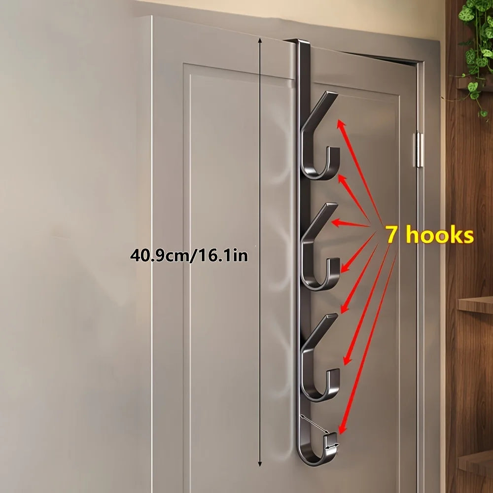 Easy Installation Door Hook-Strong Metal Coat Rack, Suitable for Clothes, Hats and Bags-Space Saving Design, Suitable for Bedroo Peaceful Pleasures Health and Wellness 7 hooks