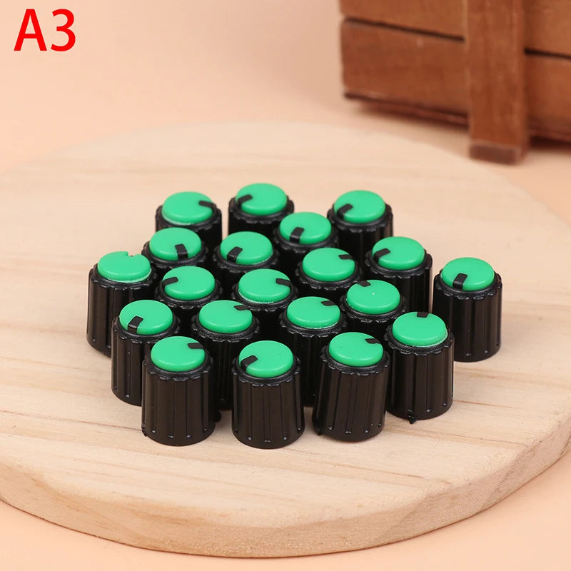 20Pcs Dual Color Knob 10*12mm Small Volume Adjustment Hat Flower Shaft Hole 6MM Potentiometer Volume Switch Caps Control Knob Peaceful Pleasures Health and Wellness A3 Other