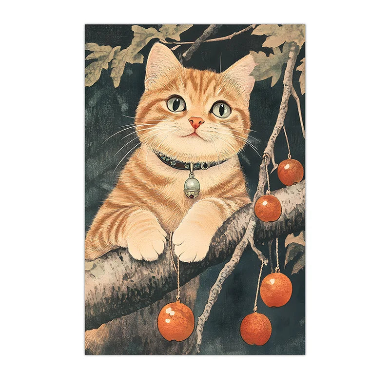 Orange Tabby Cat Canvas Wall Art | Nordic Vintage Animal Poster Canvas Wall Art Peaceful Pleasures Health and Wellness 04 40x50cm No Frame China Mainland