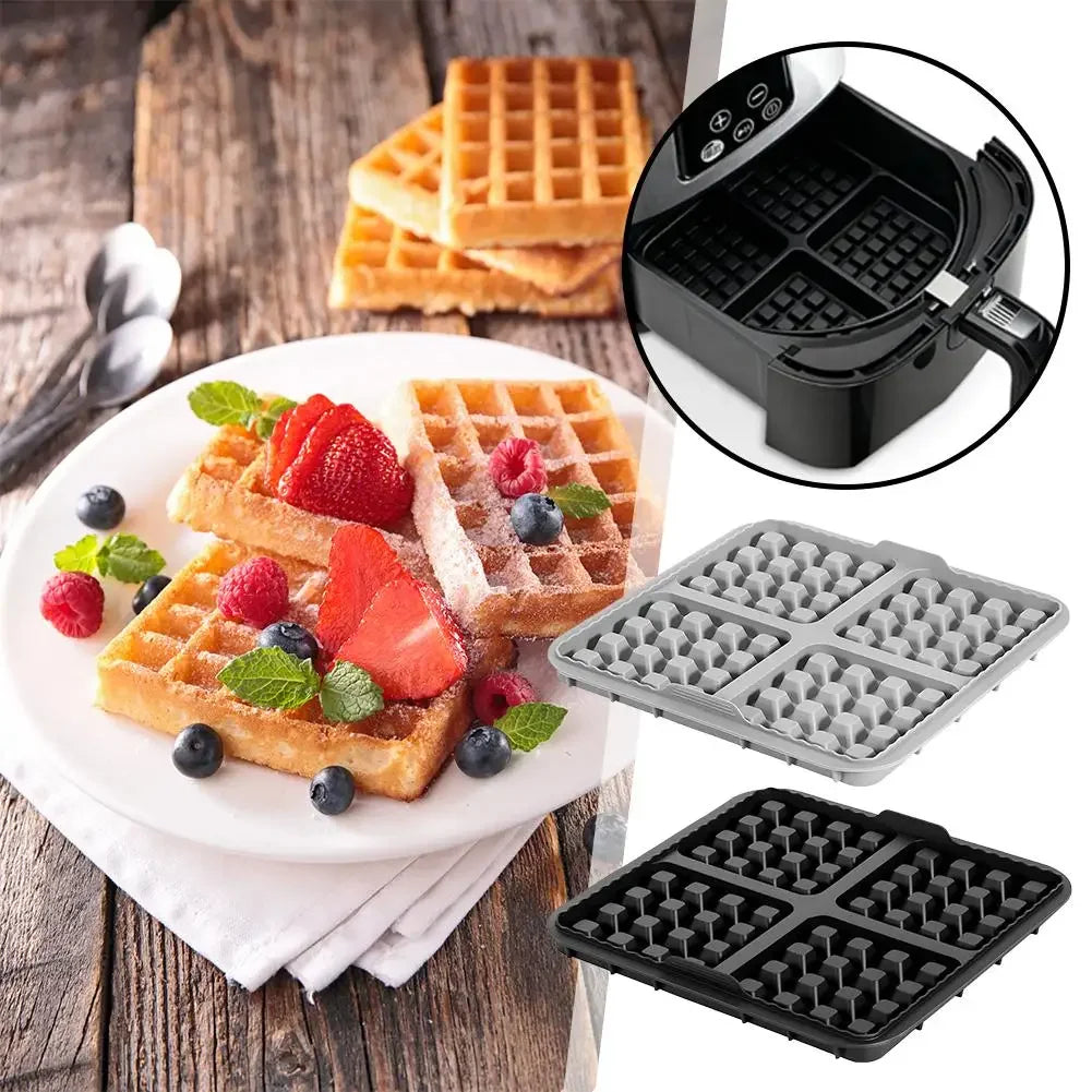 Air Fryer Silicone Waffle Maker Mold Square Reusable Non-stick Easy Release Biscuit Pancake Waffle Baking Mold Kitchen Accessory Peaceful Pleasures Health and Wellness