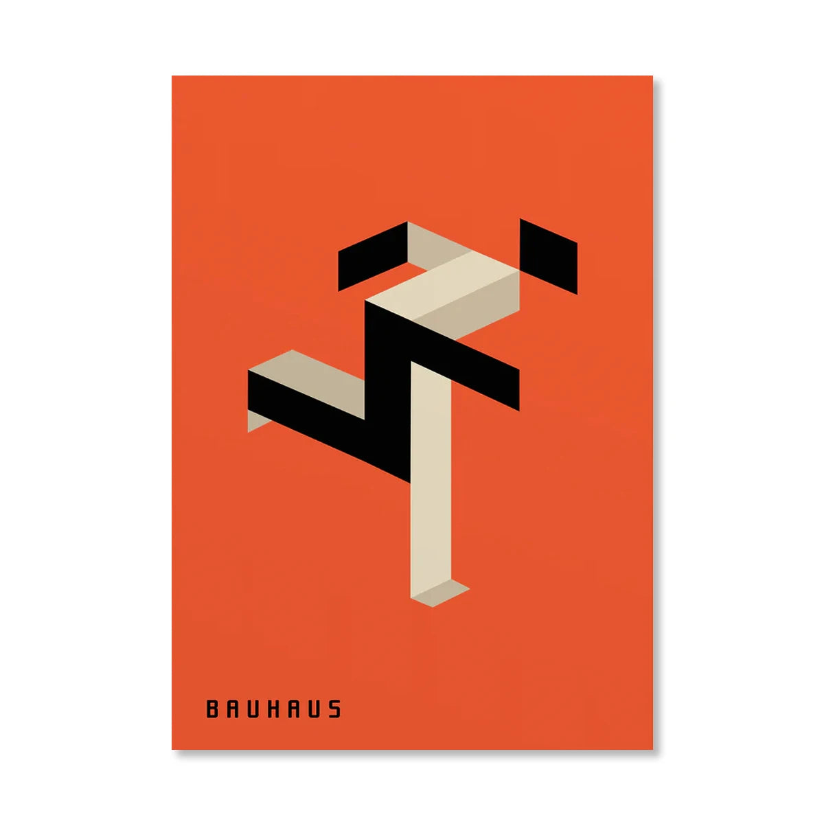 Abstract Orange Bauhaus Geometric Canvas Wall Art | Bicycle Print