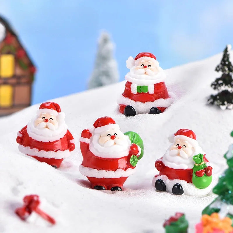Mini DIY Resin Christmas Santa Snowman Figurine Micro Landscape Model Miniature Garden Figurine New Year Home Ornament Decor Peaceful Pleasures Health and Wellness