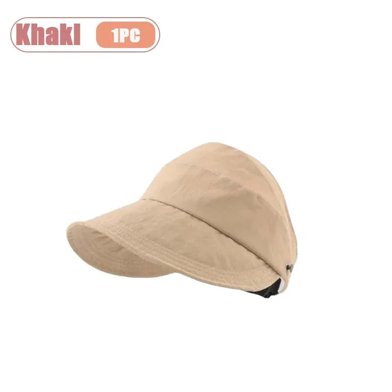 Women's Foldable Wide Brim Sun Hat – Adjustable Visor Cap