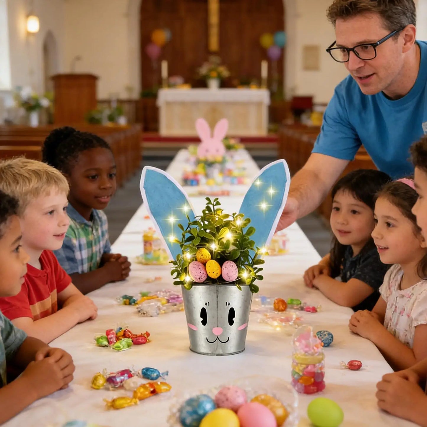 Funny Spring Decor with Lights Cute Easter Planter Pot Bunny Decor for Indoor Outdoor Home Living Room Bedroom Balcony Peaceful Pleasures Health and Wellness