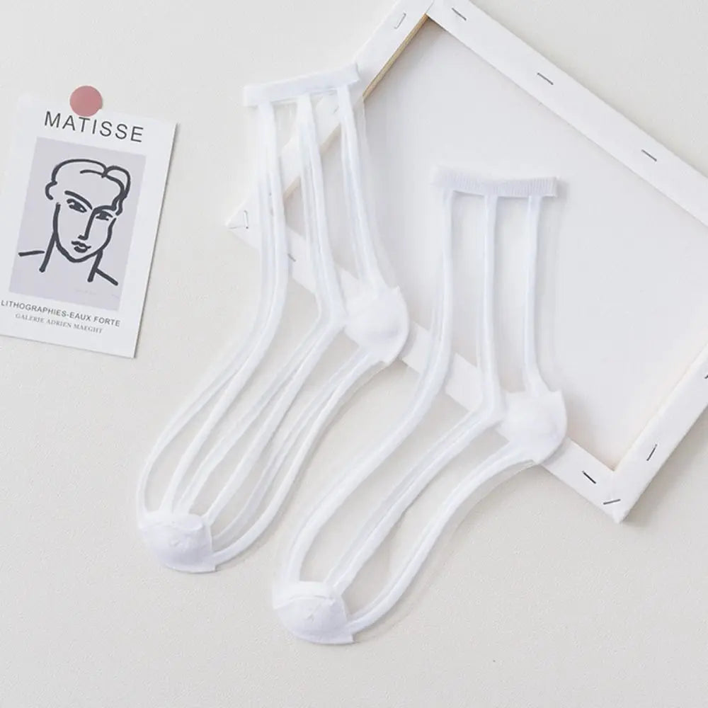Women's Sheer Crystal Silk Ankle Socks | Ultrathin Lace Mesh