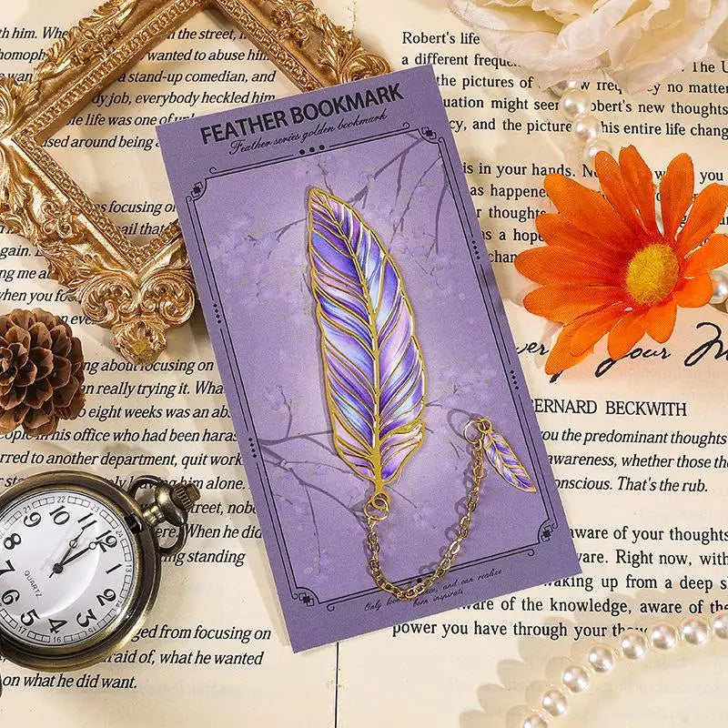 Vintage Gold Metal Bookmark with Chain Pendant | Page Divider