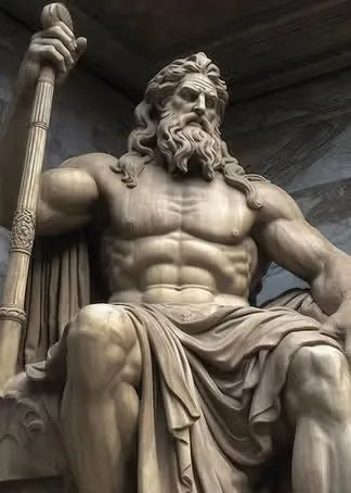 Zeus Greek God Black & White Abstract Canvas Wall Art Print
