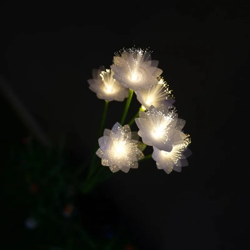 Solar LED Fiber Flower Garden Stake Light | Outdoor Decor