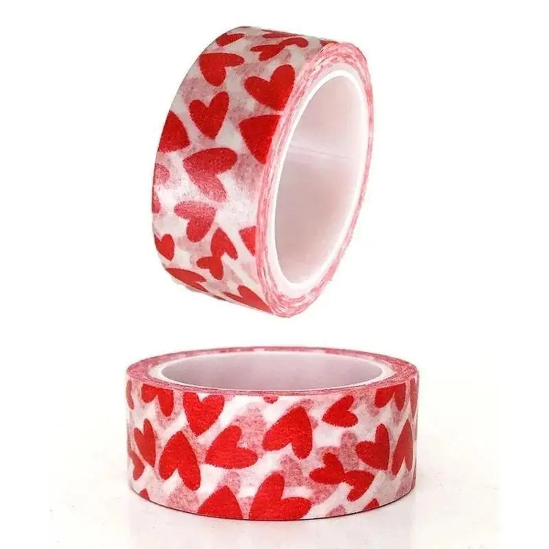 1 Roll DIY Decorative Paper Craft Tape Red Love Heart Pattern