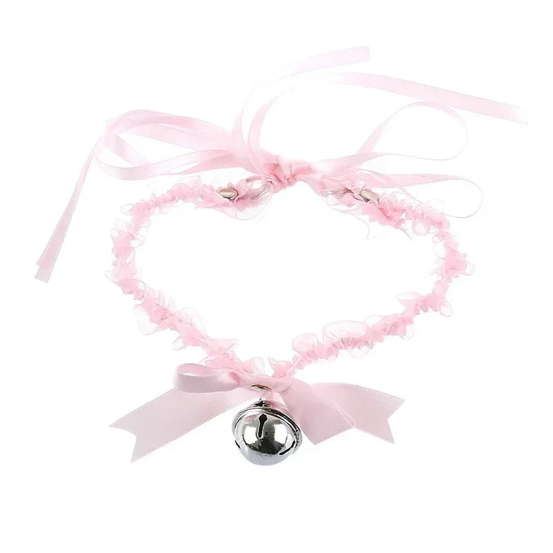 Fashion Women Gothic Simple Sexy Lace Collar Pendant Bow Knot Bell