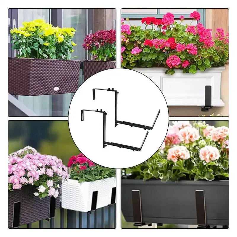 Flower Box Brackets Adjustable flower pot bracket Metal Railing Planter Bracket Outdoor Garden Bed Fence Bracket for garden Peaceful Pleasures Health and Wellness