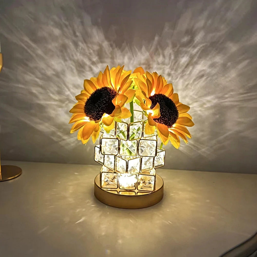 3D Sunflower Table Lamp – Warm Glow Bedside Night Light Gift
