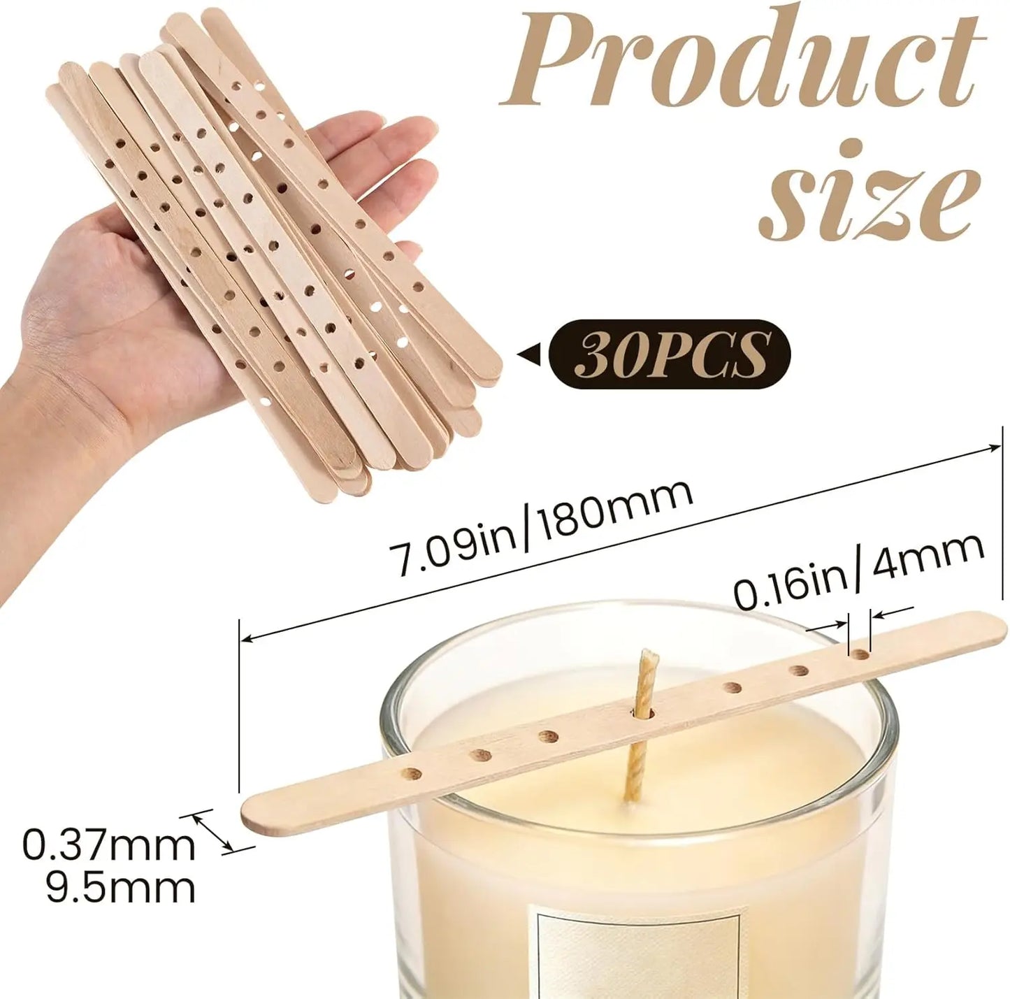 Wooden Candle Wick Holders 7-Hole Centering Device 30/50 Pack