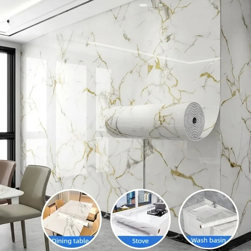 3D Marble Peel & Stick Wall Panels 300x40cm | Waterproof Foam