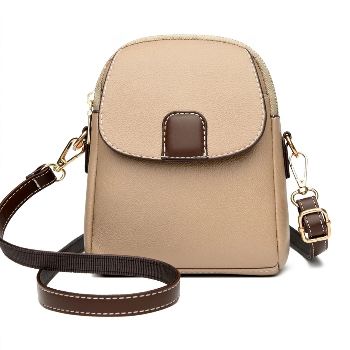 Women Soft Leather Shoulder Phone Bag Crossbody Purse with Adjustable Strap for Daily Use Peaceful Pleasures Health and Wellness Khaki