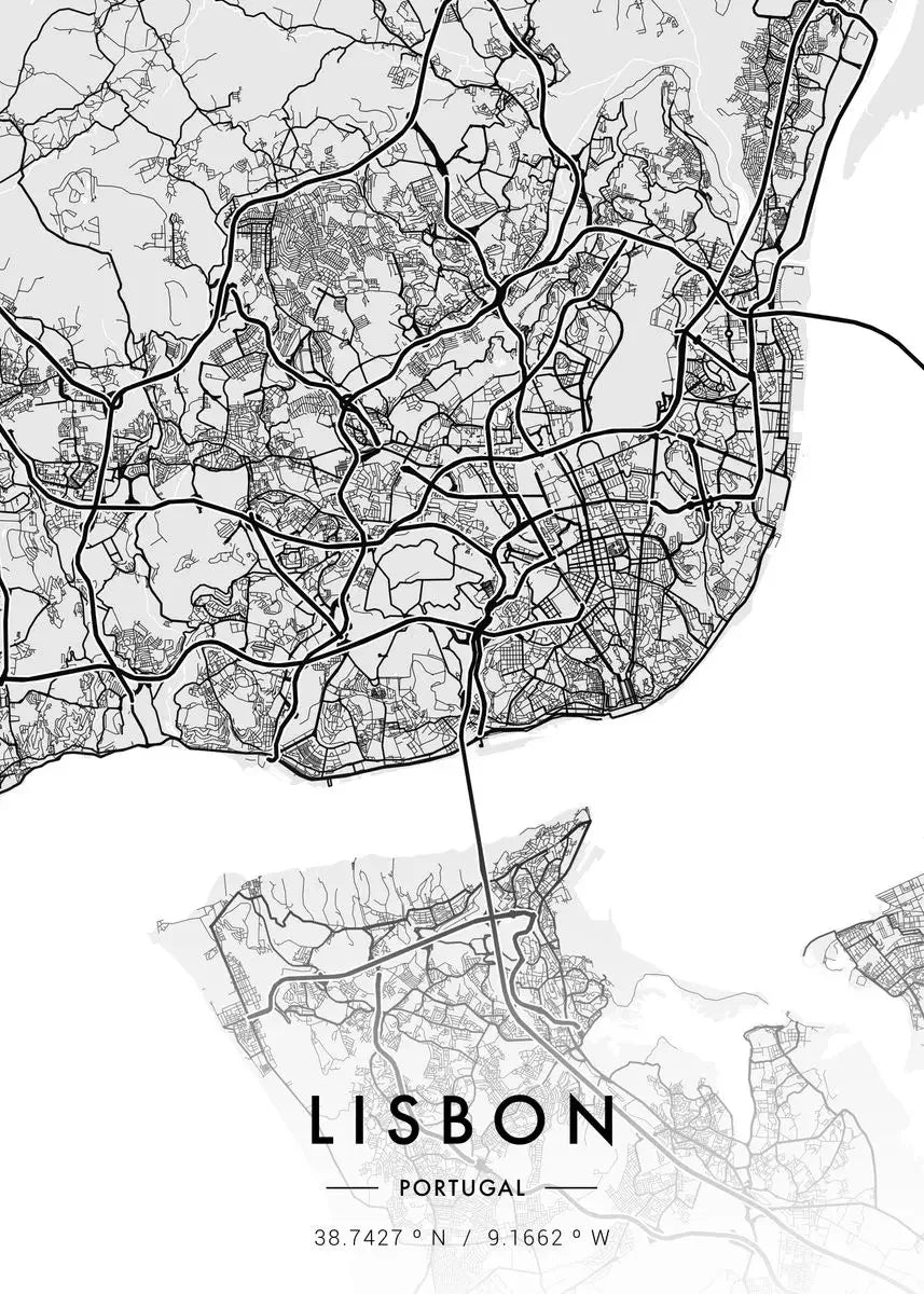Paris & New York City Map Canvas Wall Art – Black & White
