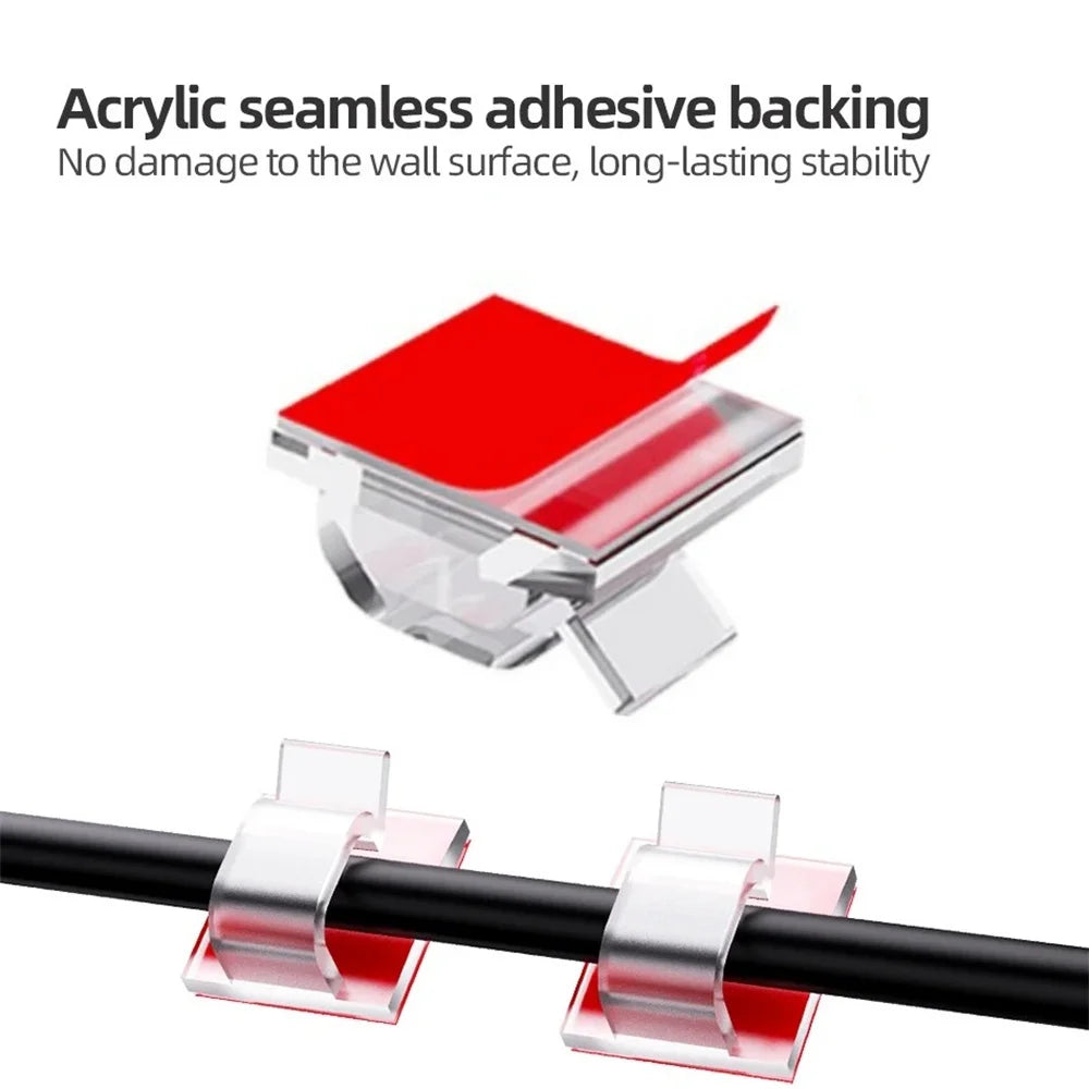 50-Pack Self-Adhesive Cable Organizer Clips | Wire Cord Holder