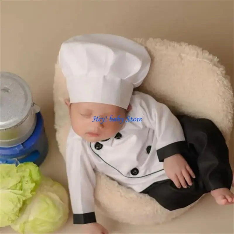 3-Piece Newborn Baby Chef Cook Costume Photo Outfit 0-2M