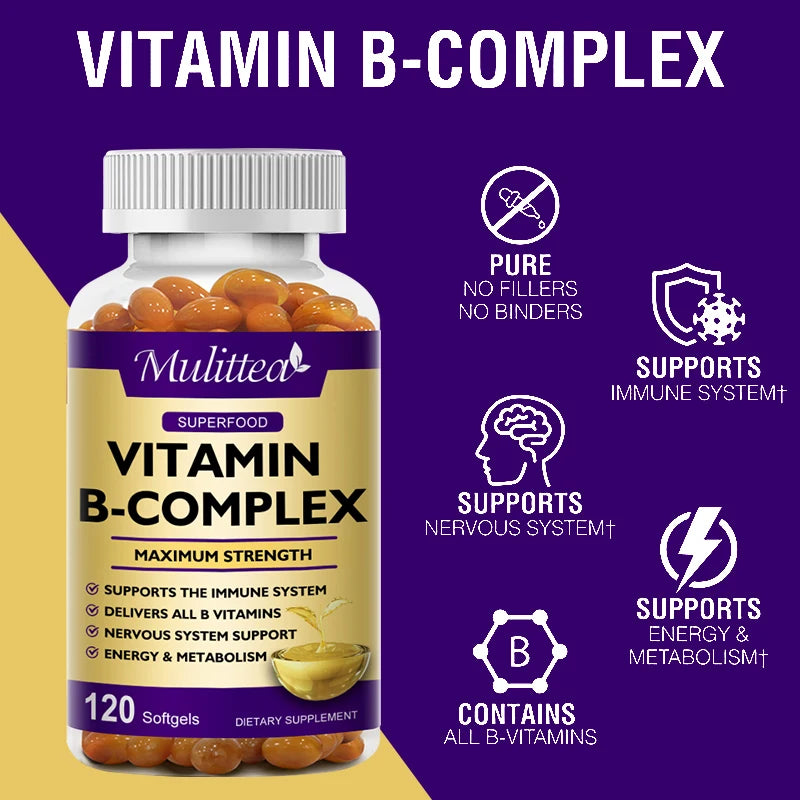 Vitamin B Complex Capsules – Energy, Mood, Stress & Immune Support | 120 Count Peaceful Pleasures Health and Wellness