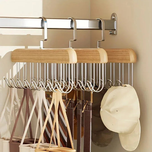 Wooden Sling Hanger Organizer with Multiple Hooks for Underwear Bras Vests Space-Saving Durable Storage Rack Hangers for Clothes Peaceful Pleasures Health and Wellness
