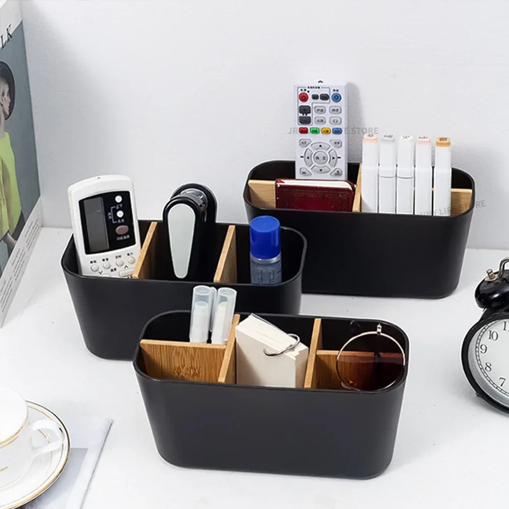 Bamboo Toothbrush Holder & Bathroom Organizer Stand