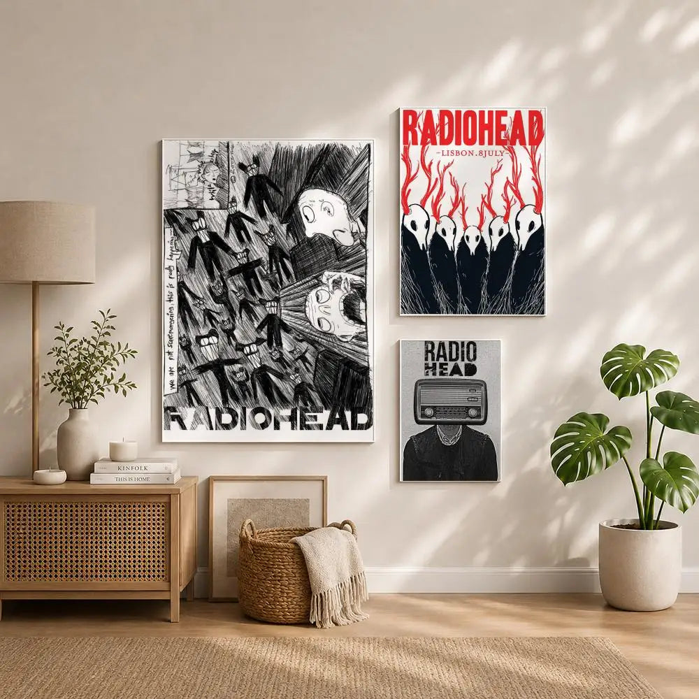 Band R-RadioheadS Poster HD Self Adhesive Waterproof Wall Art Ideal for Home Office Dorm Bedroom Great Gift Peaceful Pleasures Health and Wellness